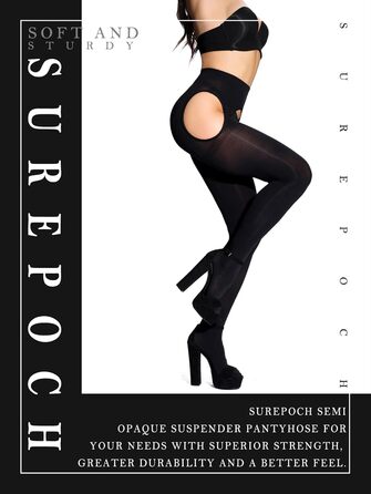 СUREPOCH Штрих-панчіх для жінок великих розмірів, відкритий крок (M-L, чорний)