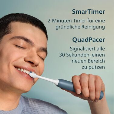 Електрична звукова зубна щітка Philips Sonicare Series 3100 з датчиком тиску, 3 режимами інтенсивності та дорожнім футляром, темно-синя, HX4033/26 (2 насадки)