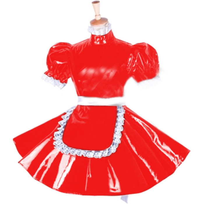 Червоне плаття з ПВХ, короткі рукава-ліхтарик, великі розміри (XXXL), для перевдягання