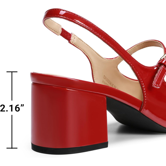 Жіночі туфлі Mary Jane DREAM PAIRS на низькому товстому каблуці, червоні pumps з квадратним носком та ремінцем slingback для офісу та вечірок (40 EU)