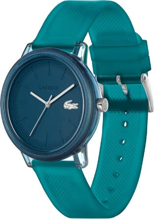 Аналоговий кварцовий годинник Lacoste 12.12 унісекс з силіконовим ремінцем Petit Piqué, бірюзовий (MEN, Turquoise)
