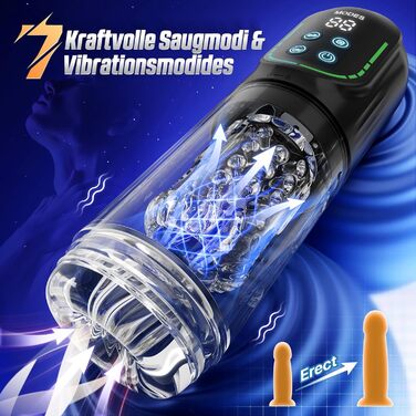 Електричний мастурбатор для чоловіків з телескопічною функцією, ротацією та функцією всмоктування. Реалістична імітація орального сексу, іграшка для чоловіків.
