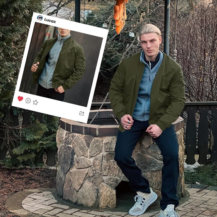 Чоловіча куртка-бомбер Rdruko демісезонна, осіння куртка-боусон, колір хакі (Army Green), розмір 4XL