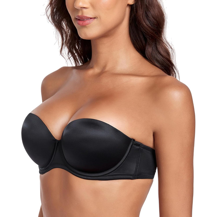 Леморосі: Безшовний бюстгальтер пуш-ап великих розмірів з підтримкою, з кісточками, мультивей, знімні бретелі (75B, чорний)