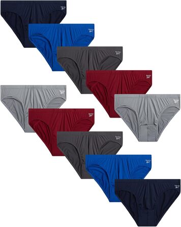 Сліпеки чоловічі Reebok (10 шт. в упаковці) – Low Rise, матеріал: бавовна, кольори: морський блакитний, червоний, сірий, Surf The Web, Stonegrey, розмір M