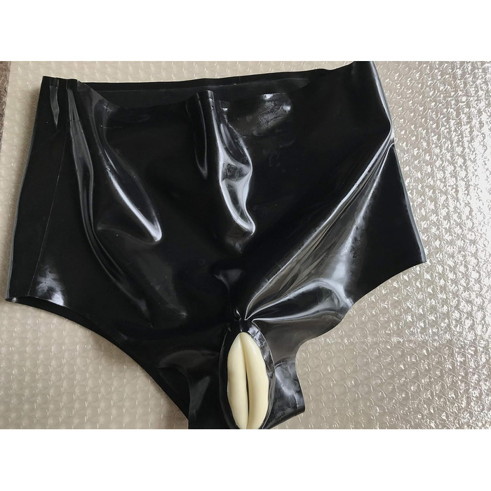 Латексні шорти сексуальної білизни з анальним конденсатом для косплею, чорні (L), 1 шт.