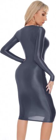 Сукня FEOYA для жінок: елегантна, довгим рукавом, сексуальна, облягаюча, для вечірок, нарядний, літня, з блискітками, bodycon, гладка, вечірня, сіра, розмір M