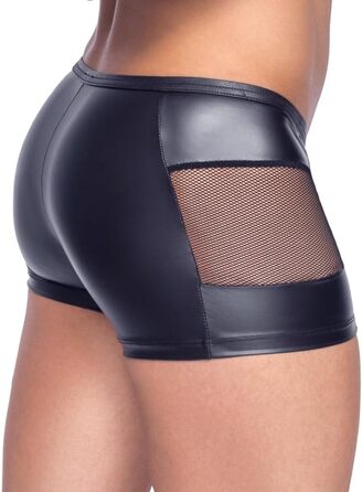 Чоловічі боксери Orion з фронтальним ґудзиком, сіткою та ефектом латексу, чорні (M)