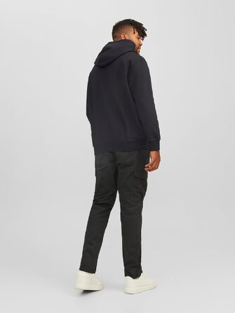 Чоловічий худі Jack & Jones JJESTAR JJ Sweat Hood — розслаблена посадка (Relaxed Fit), чорний, розмір 3XL