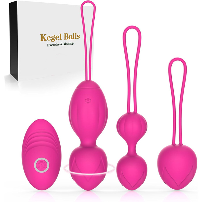 Тренування м'язів тазового дна для жінок з пультом дистанційного керування - медичний силікон, м'ячики для контролю сечовипускання та вправ для тазового дна (рожевий)
