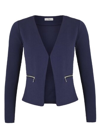 Жіночий діловий піджак Blazer елегантний приталений з кишенями, темно-синій (XXL Kurz)