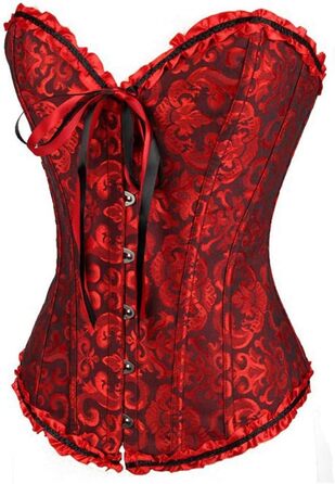 Корсет жіночий сексуальний, корсаж вінтажний готичний, бюстгальтер корсет у стилі стимпанк, топ корсет для жінок з великою грудьми, корсаж-шнурівка, талія, спідня білизна, корсет поверх бюсту, корсет вампір (4XL, червоний)