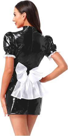 Сукня для прислуги з ПВХ Jhaoyu, чорна, бодікон, з рюшами, для косплею, карнавалу, розмір XXL