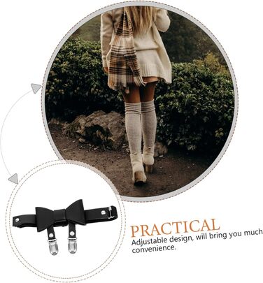 DEARMAMY Петля на ногу, жіночий носовий бандаж, панчошні стрічки, підтяжки для штанів, кліпси для панчіх, ремінь (Чорний, 18.00X10.50X1.00CM)