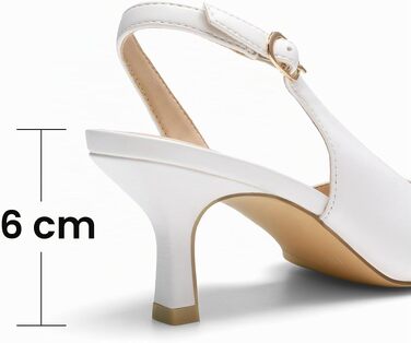 Жіночі туфлі-слінгбеки Dream Pairs на низьких підборах (kitten heels), білі, екошкіра, розмір 40 EU