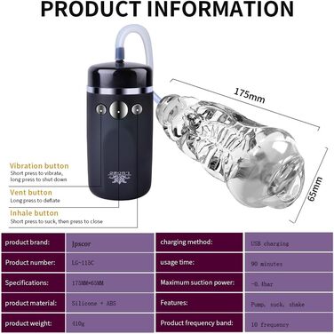 Електрична пеніс-насос Jpscor з 10 вібраційними та вакуумними режимами - тренувальний пристрій для чоловіків
