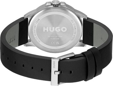 Чоловічий аналоговий кварцовий годинник HUGO First Collection зі шкіряним ремінцем, чорний