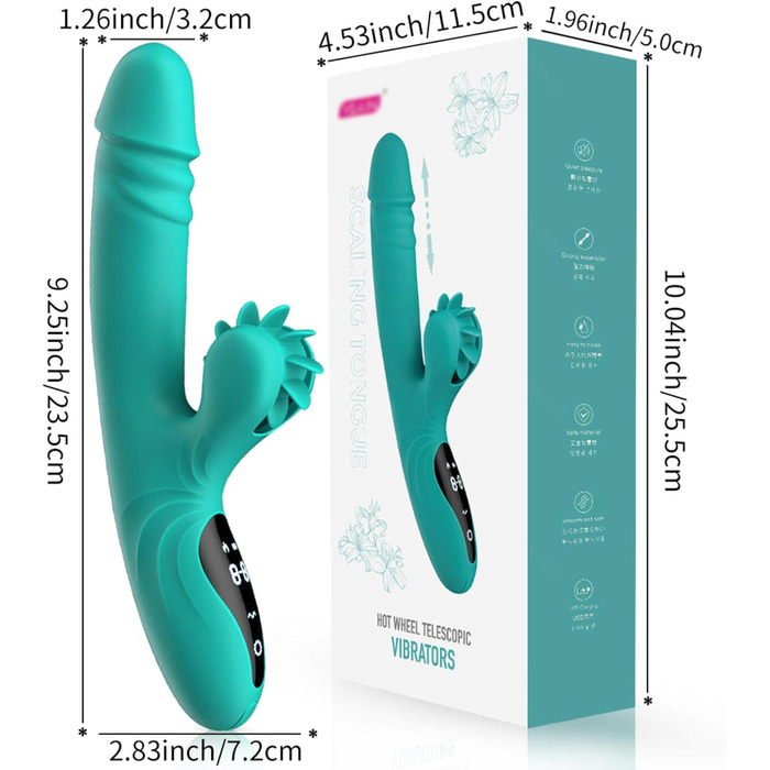 Вібратор для жінок Rabbit з 9 функціями та підігрівом (зелений)