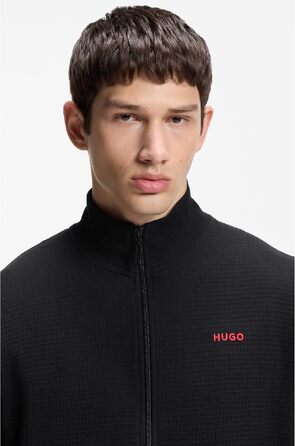 Чоловічий шкіряний ремінь HUGO Geek Sz35 чорного кольору з червоною прошивкою та логотипом на пряжці, розмір M