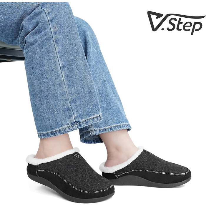 Ортопедичні домашні капці V.Step з підтримкою склепіння стопи при плантарному фасціїті, чорні, розмір 44 EU