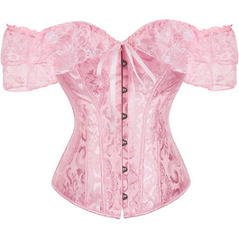 Корсет для жінок CSKJ: готичний корсет-топ з мереживом, пірсинг, повномірний, для вечірки, карнавалу, костюму, рожевий
