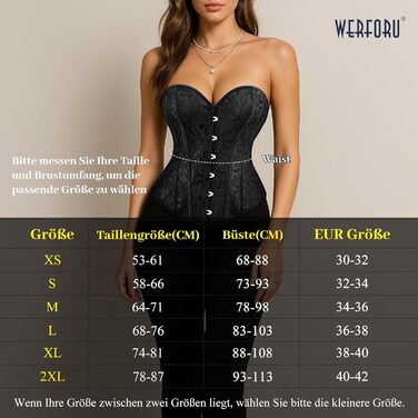Корсетний топ WERFORU для жінок з повним бюстом, чорний, готичний стиль, вінтаж, для карнавалу та Хелловіну