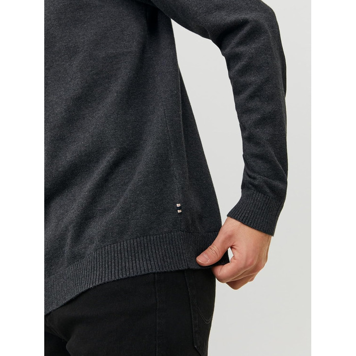 Чоловічий трикотажний джемпер Jack & Jones JJ Basic Knit Crew Neck Noos, темно-сірий меланж, розмір L