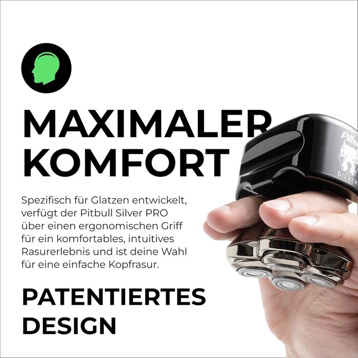 Електробритва для голови та обличчя Skull Shaver Pitbull Silver Pro SX5, водонепроникна, для вологого та сухого гоління, бездротова