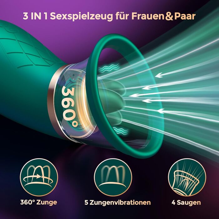 Вібратор для жінок FIDECH: стимулятор клітора з 4 режимами, 5 рівнями інтенсивності та 360° обертанням. Іграшка для дорослих, для пар. Колір: зелений