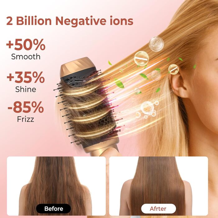 Мультистайлер для волосся 6 в 1 MogaWave Hairstyler Pro Airbrush: фен-щітка, автоматичний курлер та вирівнювач для об'єму, завивки та гладкості, бежевий