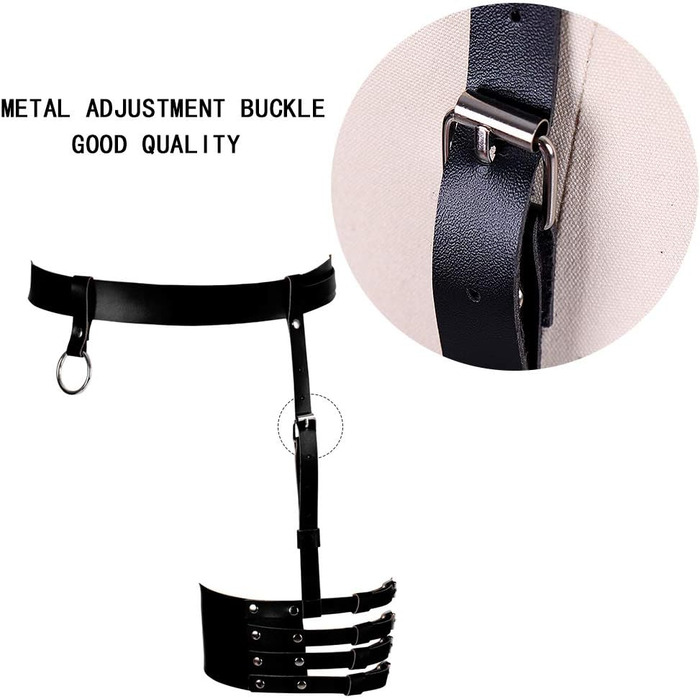 Жіночий шкіряний поясок для панчіх, корсет, боді-кейдж, чорний