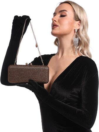 Жіночий вечірній клатч Boutique De FGG з кристалами та стразами, міні-сумка для весіль та вечірок (Бронзовий)