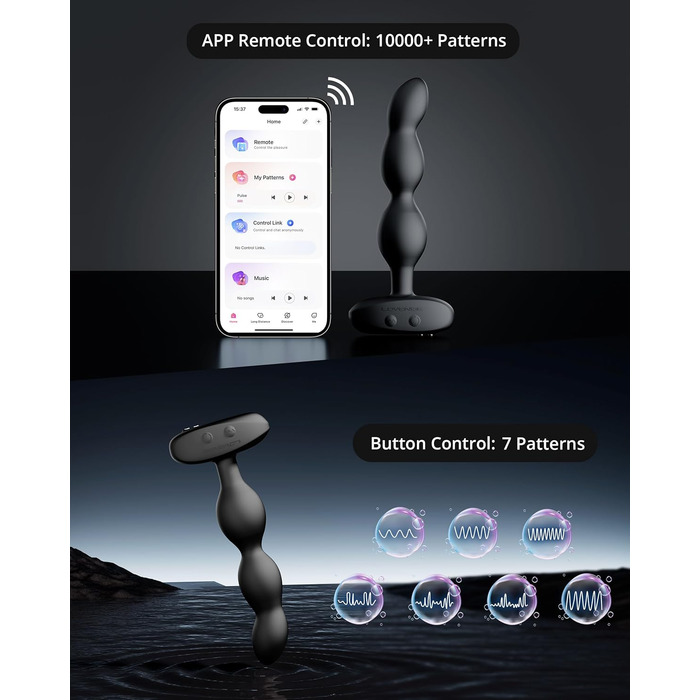 Вібратор анальний LOVENSE Ridge з пульсацією та ротацією, анальний плаг для чоловіків та жінок, з пультом дистанційного керування