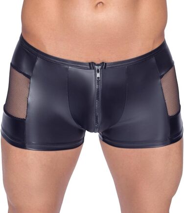 Чоловічі боксери Orion з фронтальним ґудзиком, сіткою та ефектом латексу, чорні (M)