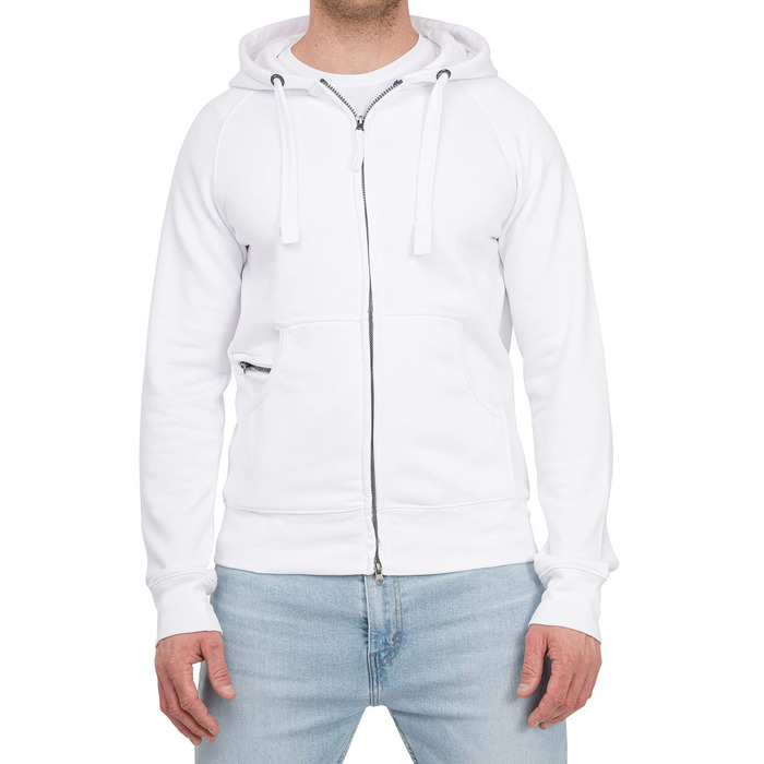 Чоловіча толстовка на блискавці з капюшоном Happy Clothing — теплий худі з флісом, бавовняна суміш, Regular Fit, білий (S-5XL)