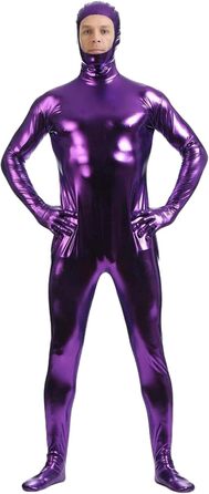 Чоловічий латексний catsuit Lackleder з довгим рукавом, фітинг, PVC, для карнавалу та костюмів (Lila, 3XL)