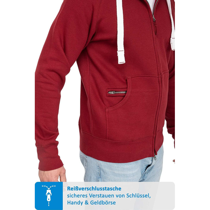 Чоловіча толстовка на блискавці з капюшоном Happy Clothing — тепла флісова куртка Regular Fit, бордова, розмір XXL