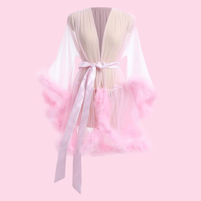 Сексуальний жіночий комплект білизни SRZYMJ: боді, нігліж, babydoll з глибоким V-подібним вирізом, мереживо, рожевий, розмір M