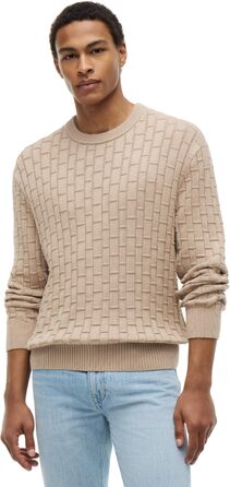 Чоловічий в'язаний джемпер Tommy Hilfiger Mock Cable Crew Neck бежевого кольору (Batique Khaki), розмір XL