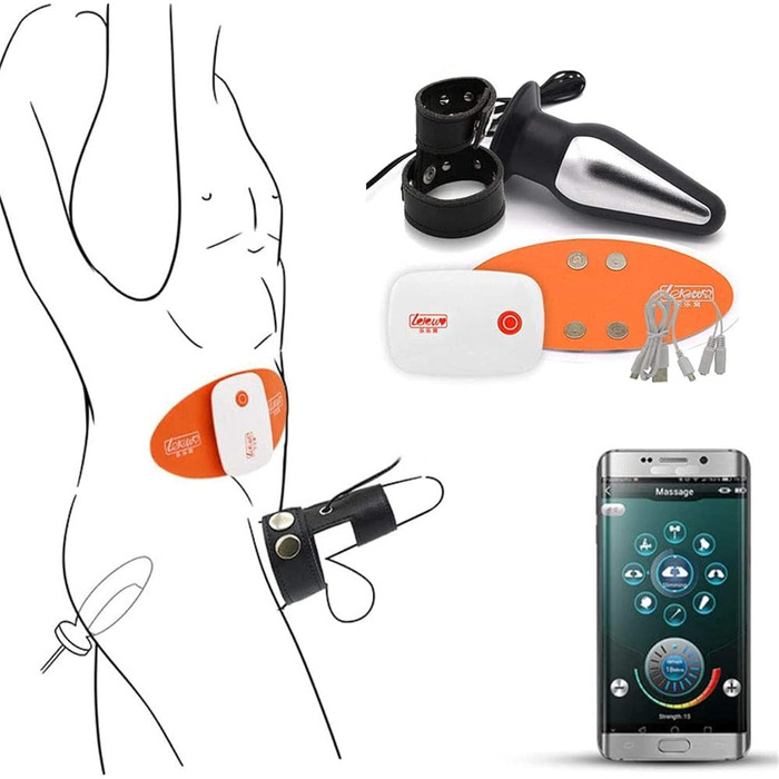 Електростимулятор для дорослих ZTHBYSB SM Folter – комплект з анальним плугом, кільцем для пеніса та пультом дистанційного керування