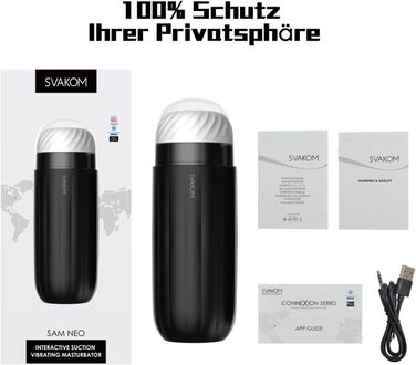 Електричний мастурбатор SVAKOM SAM NEO з керуванням через додаток, 5 режимів вібрації та 5 режимів всмоктування, секс-іграшка для чоловіків, мастурбатор з 3D-вагіною, XXL