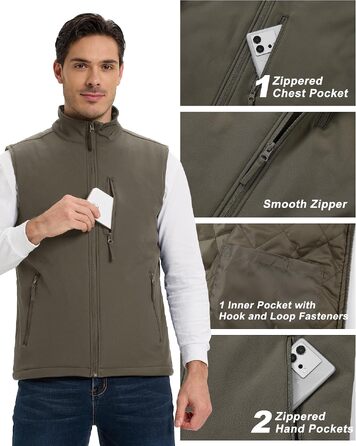 Чоловічий жилет Outdoor Ventures Softshell з утеплювачем: водовідштовхуючий, вітрозахисний та дихаючий жилет для їзди на велосипеді, бігу та походів (Зелений, 3XL)