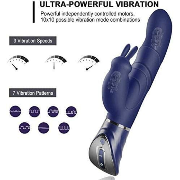 Вібратор для жінок Rabbit, стимулятор клітора та G-точки, з двома моторами, силіконовий дildo, 7 режимів, USB-зарядка, водонепроникний