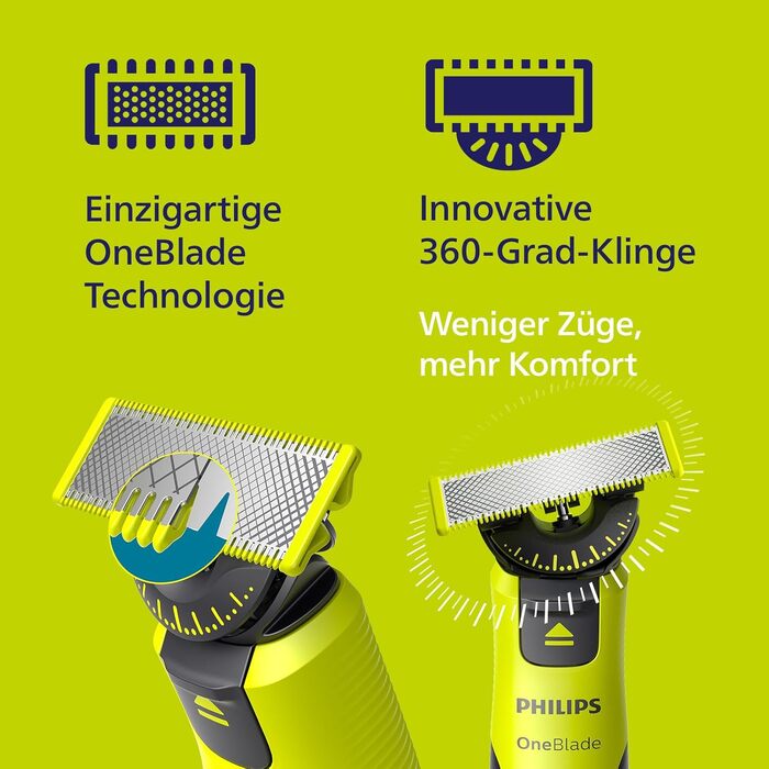 Електричний тример та бритва Philips OneBlade 360 Face & Body (QP4631/30) для обличчя та тіла, з підтримкою додатка, 2 леза 360 та насадками для стрижки