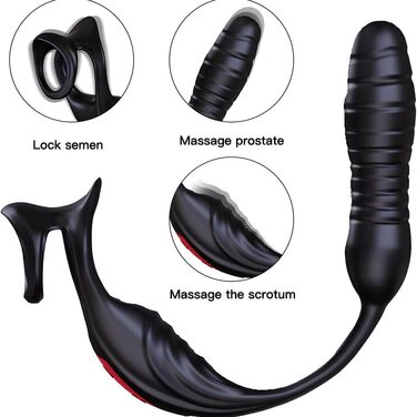 Вібратор для чоловіків NAIXBTY з подвійною вібрацією та стимуляцією простати. Анальний плагін, кільце для пеніса. Іграшки для дорослих