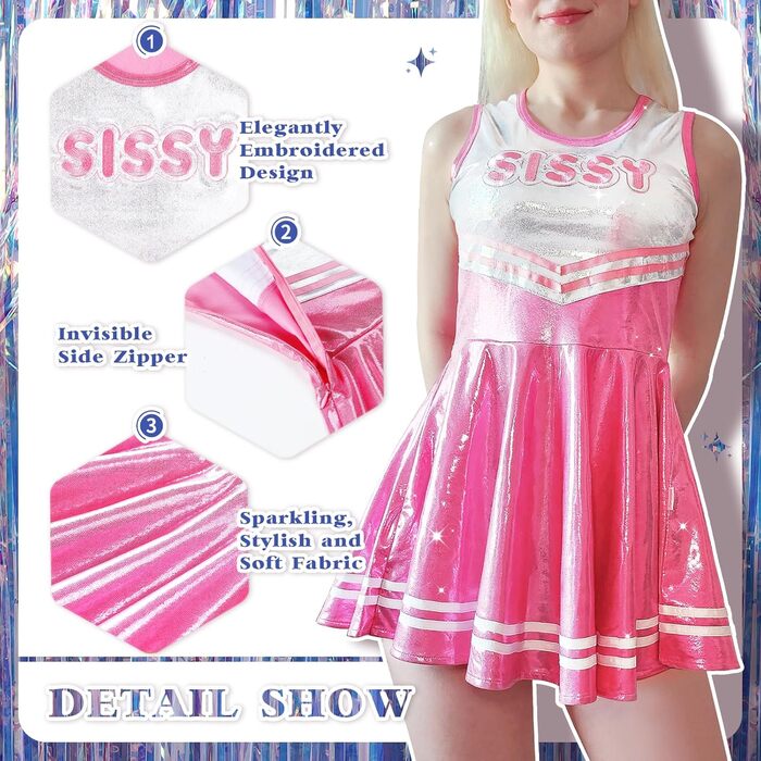 Комбінезон без рукавів LittleForBig для жінок, стилі челіст, сісі, блискучий металік, облягаючий міні-плаття рожевого/пурпурного кольору (рожевий, XS)