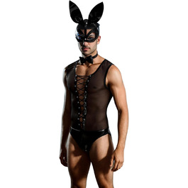 Костюм косплей Кролик для чоловіків, чорний, універсальний розмір. Набір спідньої білизни, ролеві ігри, клубний костюм