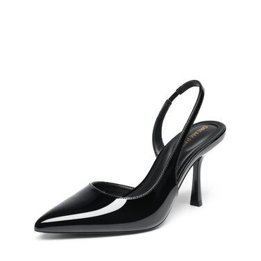 Жіночі туфлі-човники Slingback DREAM PAIRS з відкритим задником, чорні, лаковані, розмір 39 EU