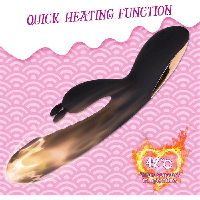 Вібратор силіконовий для G-точки, 10 режимів, нагрів, чорний - для жінок