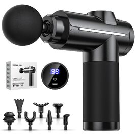 Перкусійний масажер Massage Gun для глибокого масажу тканин, 32 рівні швидкості, 8 насадок для спини, плечей та всього тіла
